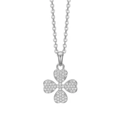 Agaard halskæde med sølv firkløver fyldt med zirconer