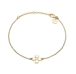 Armbånd med guldtone firkløver