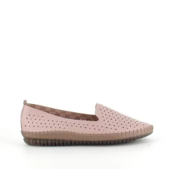 Beige ballerinasko med fint, perforeret mønster