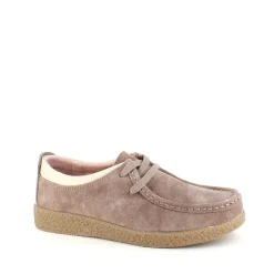 Beige ruskindssko med rågummisål