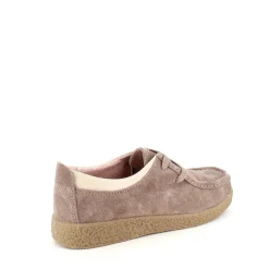 Beige ruskindssko med rågummisål