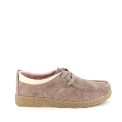 Beige ruskindssko med rågummisål