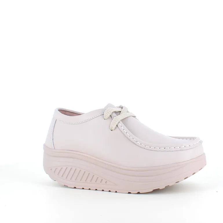 Beige skindsko med gængesål og svangstøtte