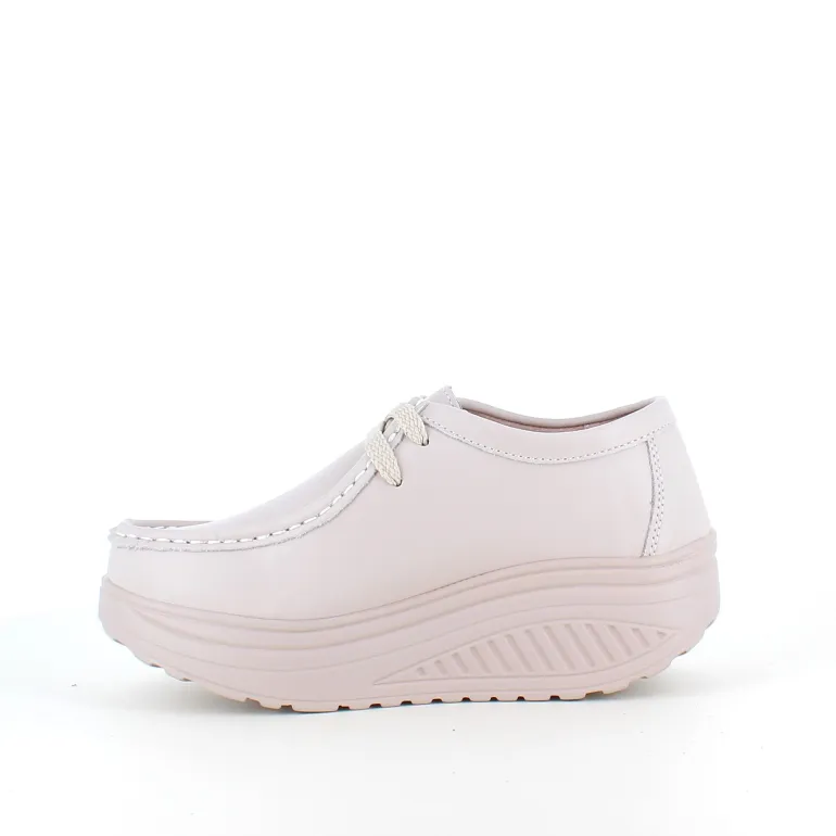 Beige skindsko med gængesål og svangstøtte