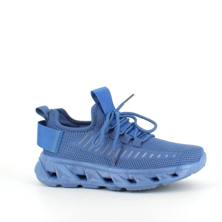 Blå slip-on sko med strikoverdel