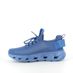 Blå slip-on sko med strikoverdel