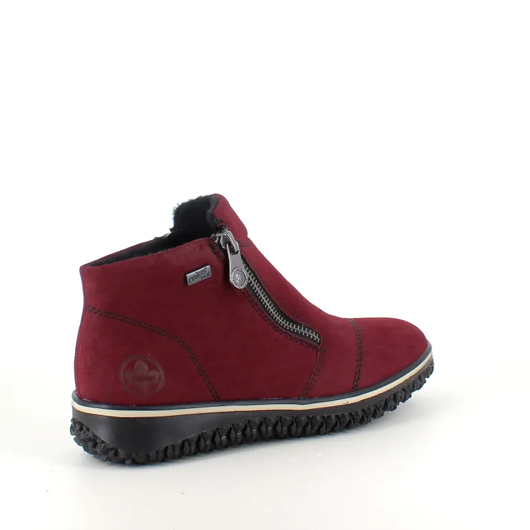 Bordeux kort støvle fra Rieker med let for