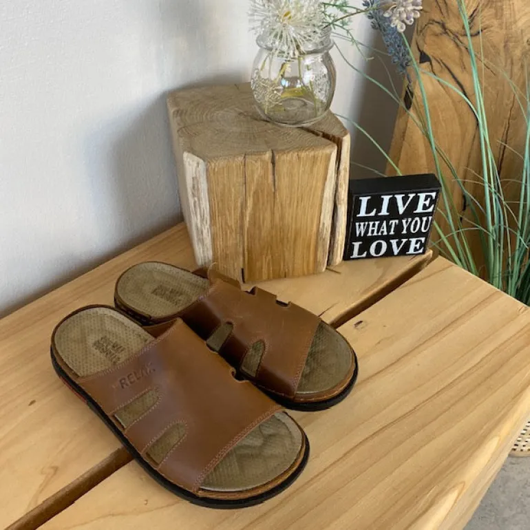 Brun herretøffel med relax-såle