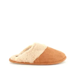 Brun hjemmesko med synlig pelskant