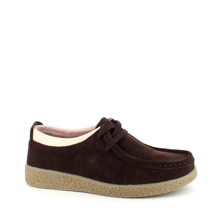 Brun ruskindssko med rågummisål