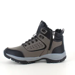 Brun vandafvisende herreankelstøvle med varmt for, robust TPR-sål og lynlås i siden