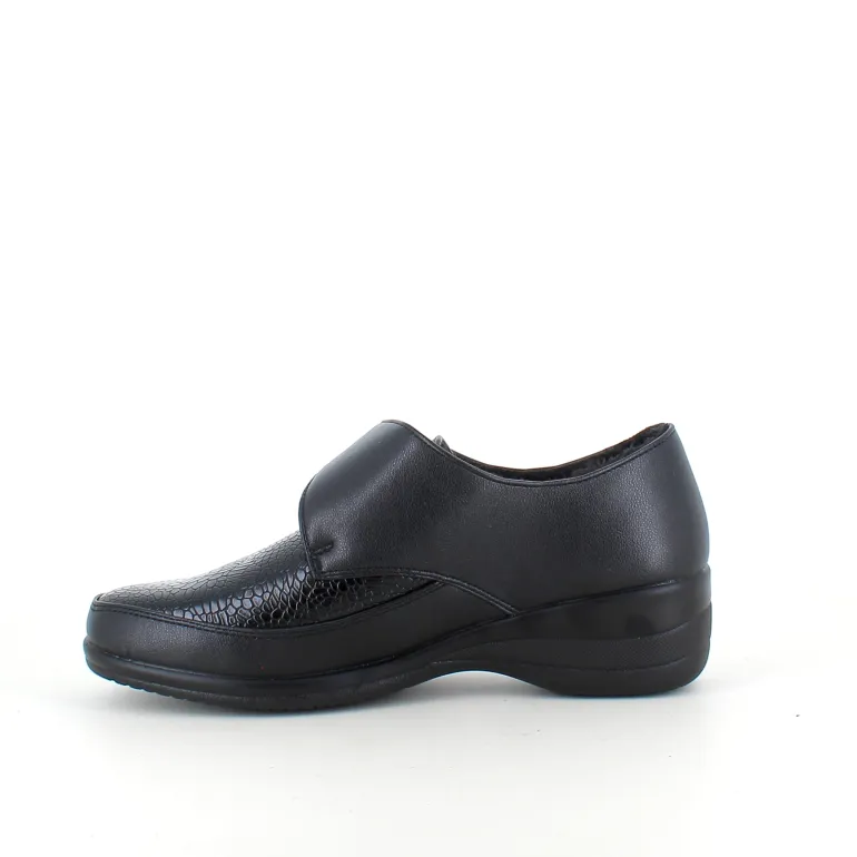 Damesko i sort PU med velcrolukning og varmt for