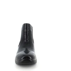 Elegant sort lakstøvle med bred elastikåbning