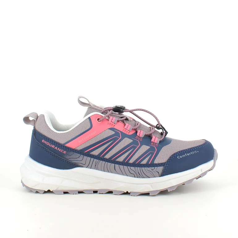 Endurance vandtæt sko i lilla med stødabsorberende sål