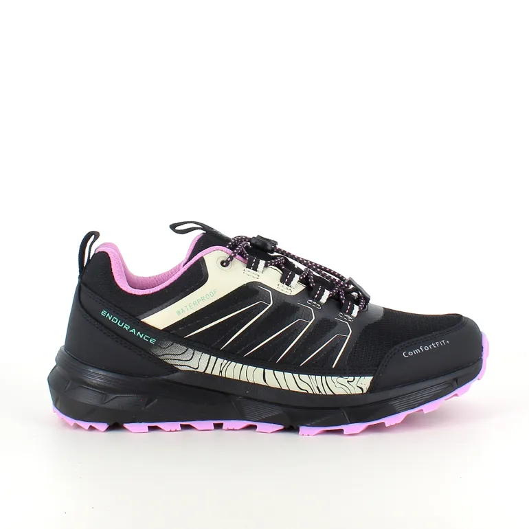 Endurance vandtæt sko i sort med stødabsorberende sål