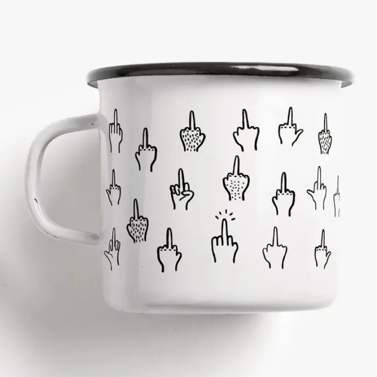 F*&K you emaljekop – humoristisk krus til hverdagen