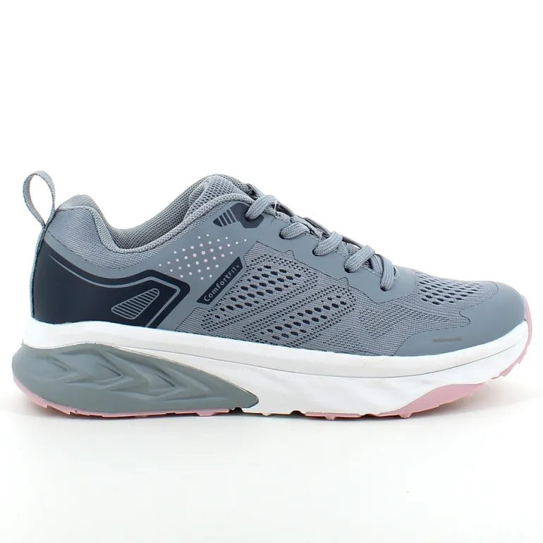 Grå sko fra Endurance med smarte detaljer og god stødabsorbering.