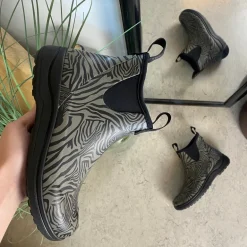 Green Comfort gummistøvle i zebraprint med svangstøtte