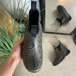 Green Comfort gummistøvle i zebraprint med svangstøtte