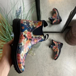 Green Comfort gummistøvle i blomsterprint med svangstøtte