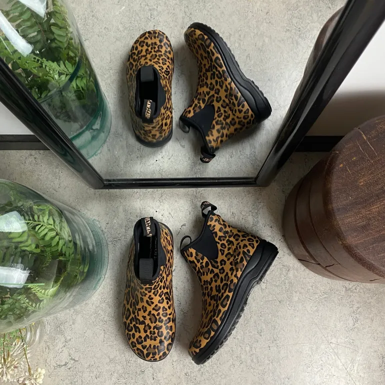Green Comfort gummistøvle i leopardprint med svangstøtte