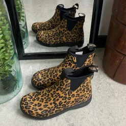 Green Comfort gummistøvle i leopardprint med svangstøtte