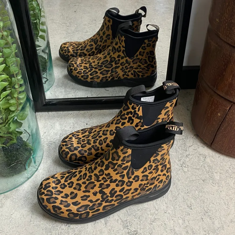 Green Comfort gummistøvle i leopardprint med svangstøtte