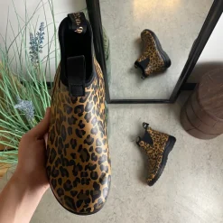 Green Comfort gummistøvle i leopardprint med svangstøtte