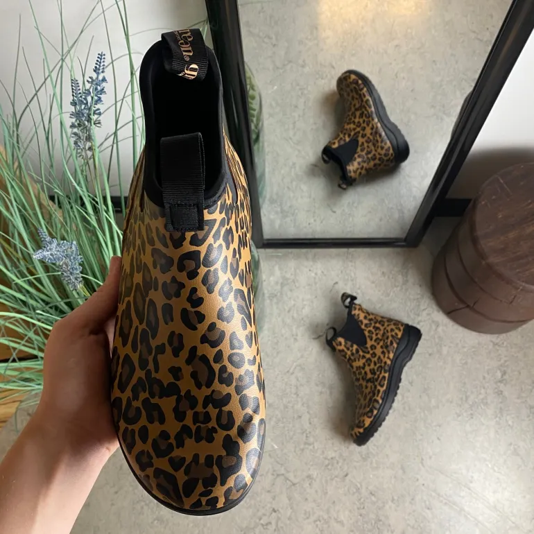 Green Comfort gummistøvle i leopardprint med svangstøtte
