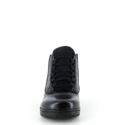 Green Comfort kort læderstøvle i sort med uldfoer