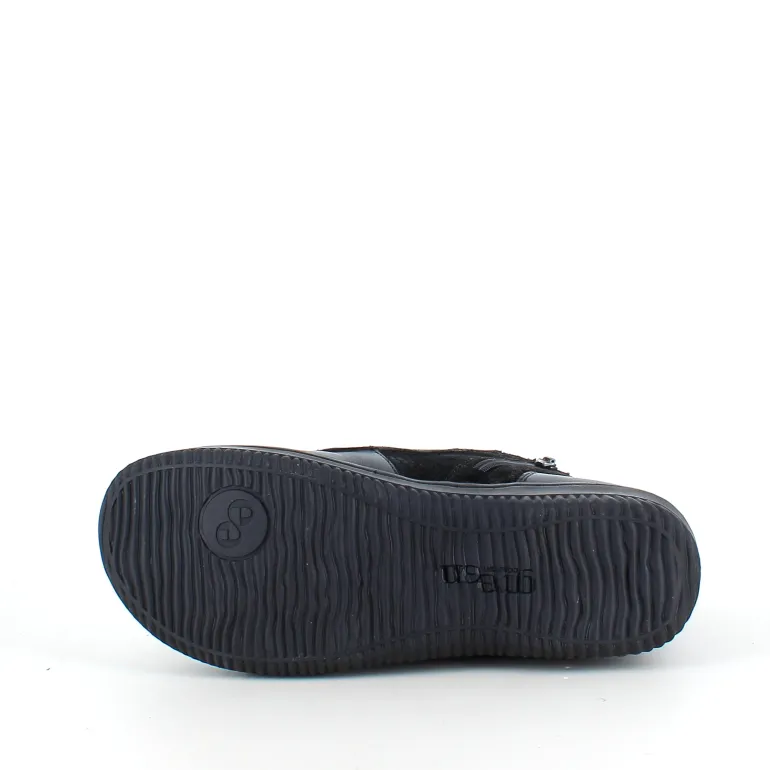 Green Comfort kort læderstøvle i sort med uldfoer