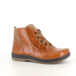 Green Comfort kort læderstøvle i brun med uldfoer