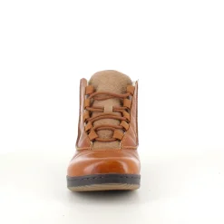 Green Comfort kort læderstøvle i brun med uldfoer