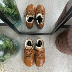 Green Comfort kort læderstøvle i brun med uldfoer