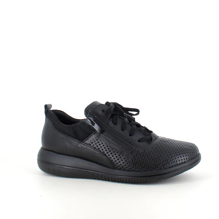 Green Comfort sko i sort med bred pasform og lynlås