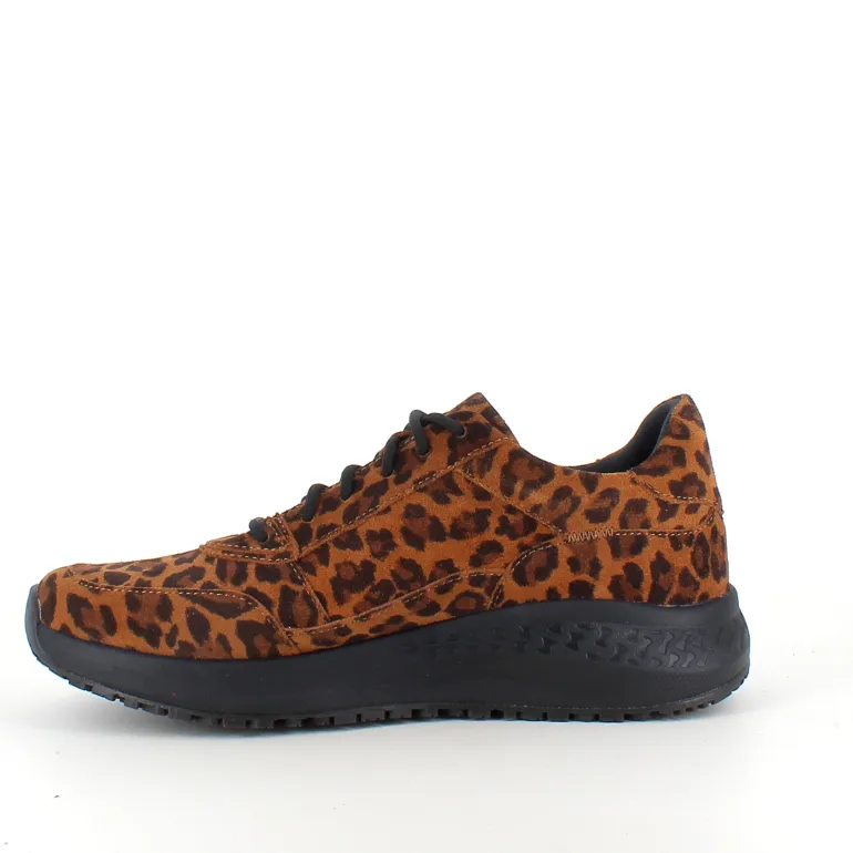 Green Comfort sko med leopardprint og dobbelt lukning