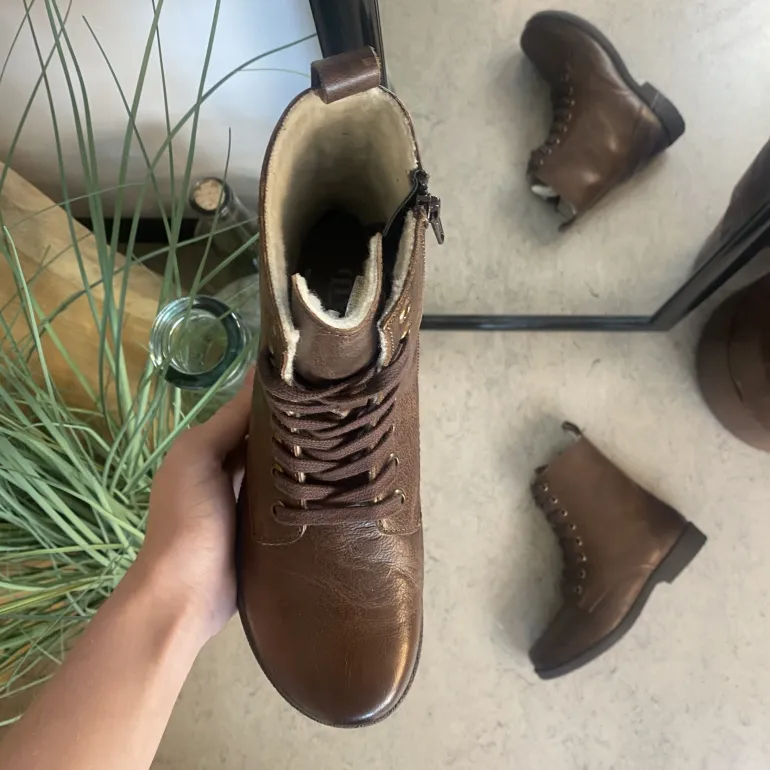 Green Comfort vinterstøvle med uldfor i brun