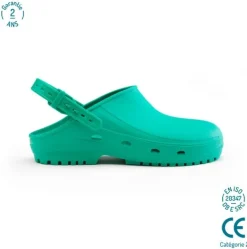 Grøn Autoklaverbar clog med antistatiske skridhæmmende såler