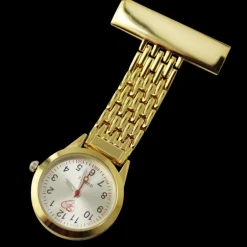 Guld tonet sygeplejeur med bred lænke med gravering