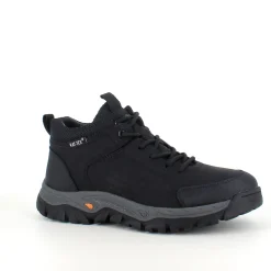 Herre ankelstøvle i sort PU med varmt for, snørebånd og KAT-TEX – robust gummisål