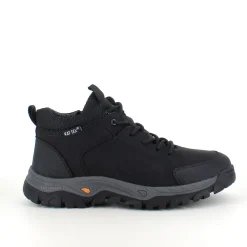 Herre ankelstøvle i sort PU med varmt for, snørebånd og KAT-TEX – robust gummisål