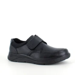 Herresko i sort PU med bred velcrolukning og robust TPR-sål