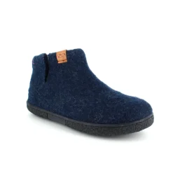 Høj blå hjemmesko i uld med skridhæmmende såler fra Green Comfort