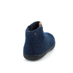 Høj blå hjemmesko i uld med skridhæmmende såler fra Green Comfort