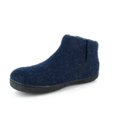 Høj blå hjemmesko i uld med skridhæmmende såler fra Green Comfort