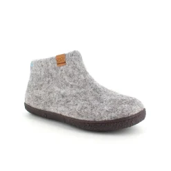 Høj lysegrå hjemmesko i uld med skridhæmmende såler fra Green Comfort