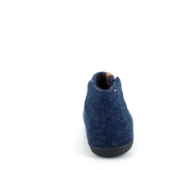 Høj marineblå hjemmesko i uld med skridhæmmende såler fra Green Comfort