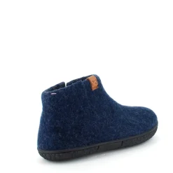 Høj marineblå hjemmesko i uld med skridhæmmende såler fra Green Comfort