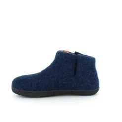 Høj marineblå hjemmesko i uld med skridhæmmende såler fra Green Comfort
