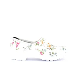 Hvid blomstret træsko med kap